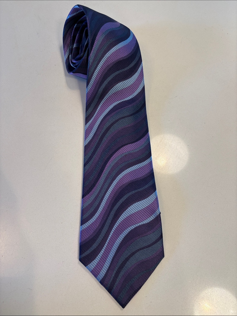 Silk Pierre Cardin Purple Wave Pattern Tie